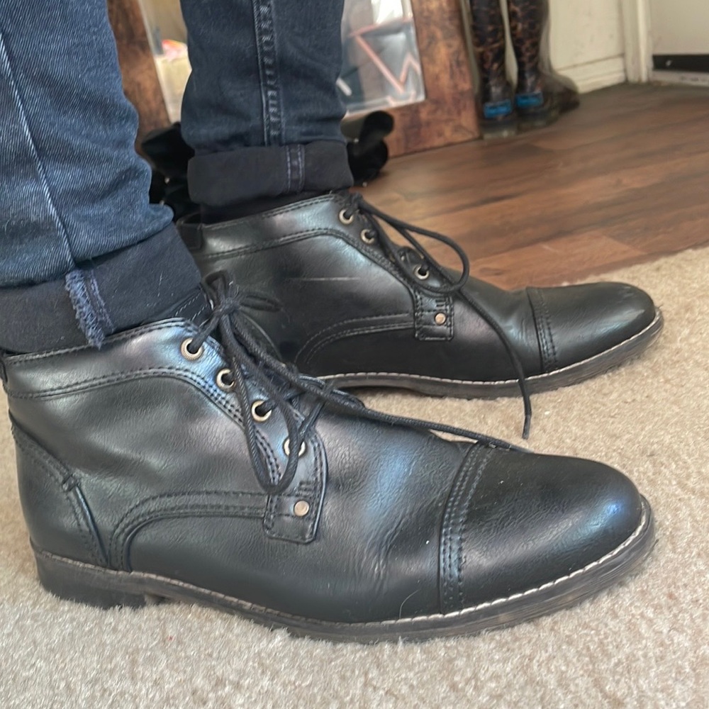 H&M black faux leather ankle boots